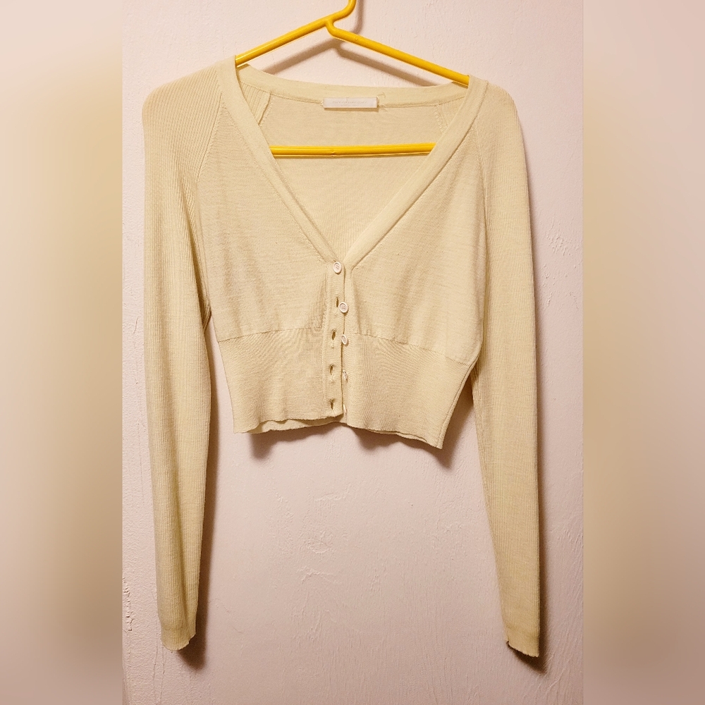 Narcisco Rodriguez Soft Yellow / Green Button-Up Women's Cardigan